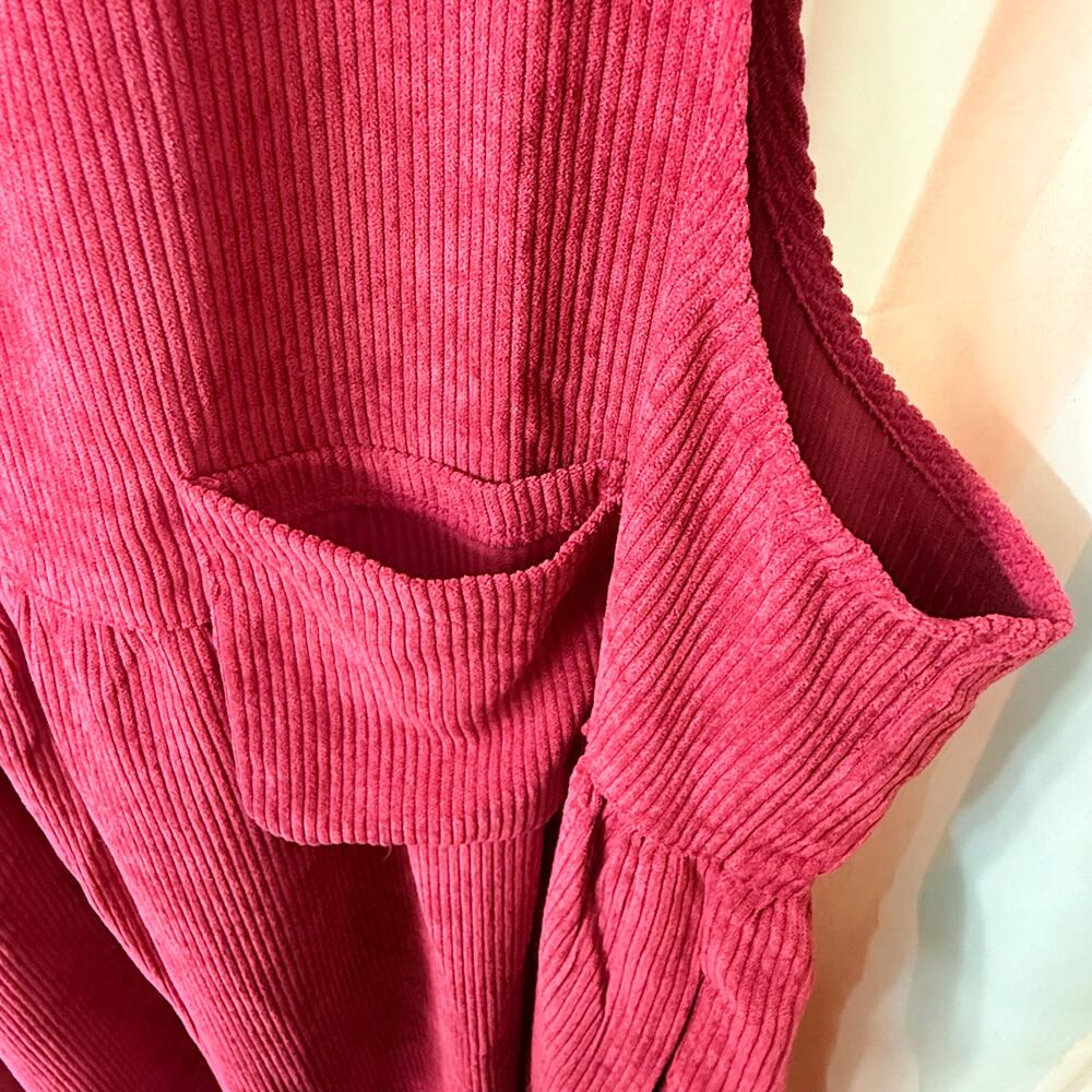 NWOT Zenana Outfitters Magenta Corduroy Overall Pocket Sleeveless Dress Size XL - Picture 7 of 13